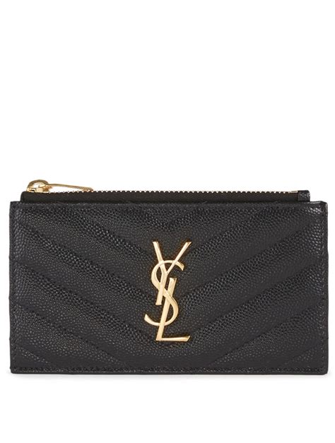 ysl crd holder|YSL card holder with zipper.